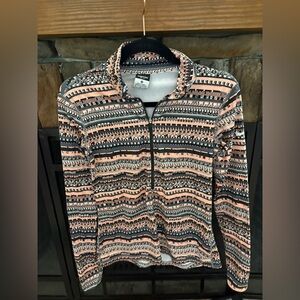 Nike Black and Pink Fleece Jacket with Nordic Pattern